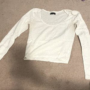 white floral holey long sleeve